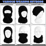 2024 Distressed Balaclava Knitted Full Face Ski Mask Winter Windproof Neck Warmer for Men Women Distress Mask Beanie