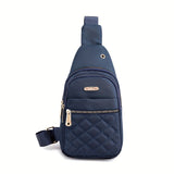 2024 New Minimalist Classic Sling Bag - Women's Quilted Chest Bag in Solid Color with Zipper