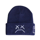 2024 New LIL PEEP Embroidered Cold Hat - Men's Warm Knitted Hat for Sad Expression