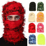 2024 Balaclava Distressed Knitted Full Face Ski Mask Winter Windproof Neck Warmer for Men Women One Size Fits All