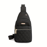 2024 New Minimalist Classic Sling Bag - Women's Quilted Chest Bag in Solid Color with Zipper