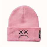 Christmas Gift Sad Expression LIL PEEP Embroidered Cold Hat Men's Warm Knitted Hat Women's Cool Trendy Hooded Hat